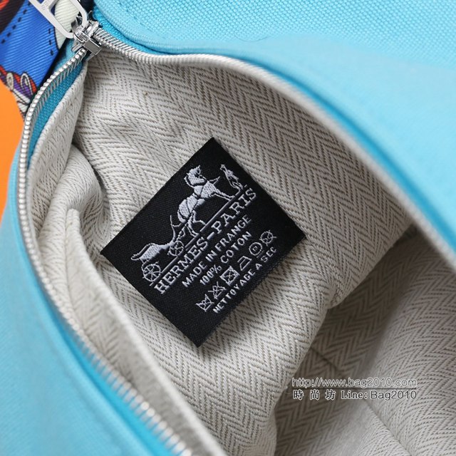 Hermes女包 愛馬仕飯盒包 Trousse Bride-A-Brace Hermes帆布便當包 湖水綠  tdh2157
